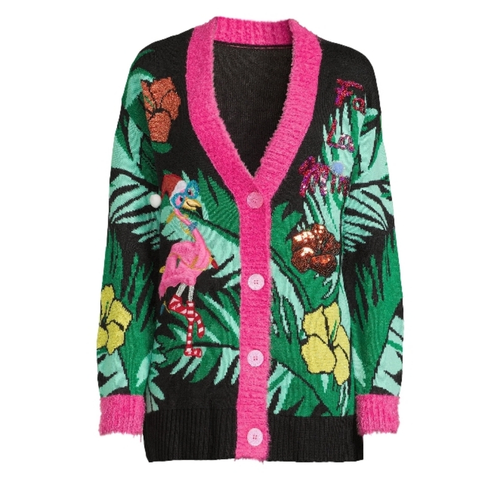 Womens Holiday Time Christmas Cardigan Fa La Mingle